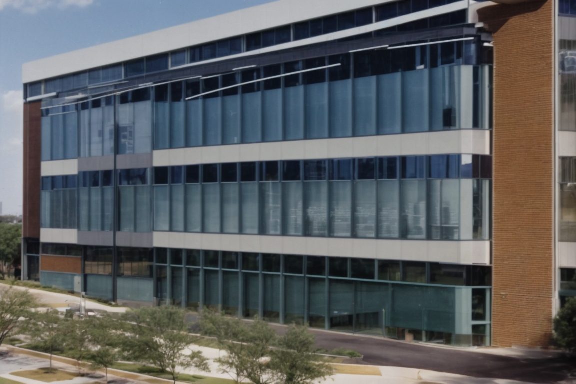Dallas business building with tinted commercial window film