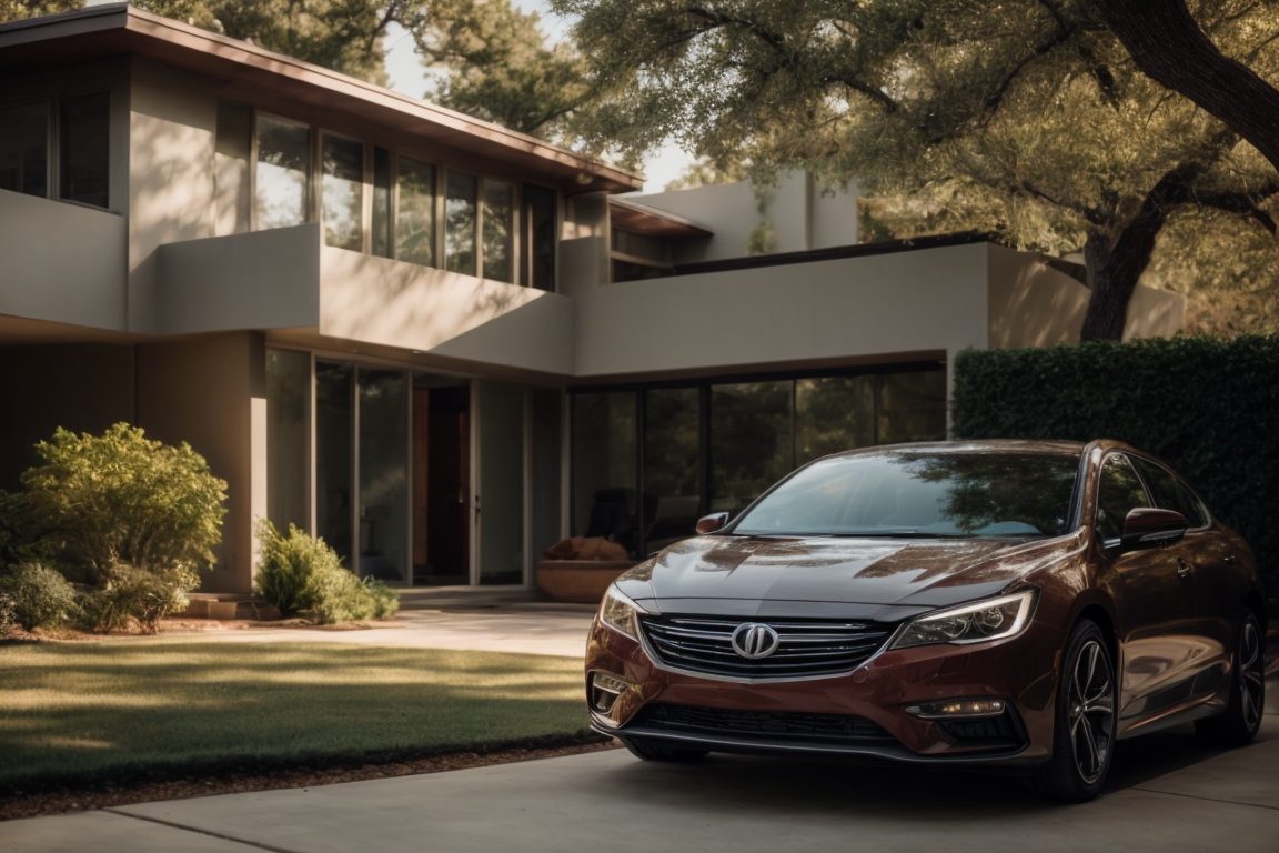Dallas home with window tint and energy-efficient car in driveway