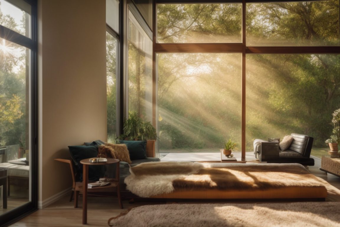 Dallas home interior showing sun rays through energy-saving window film