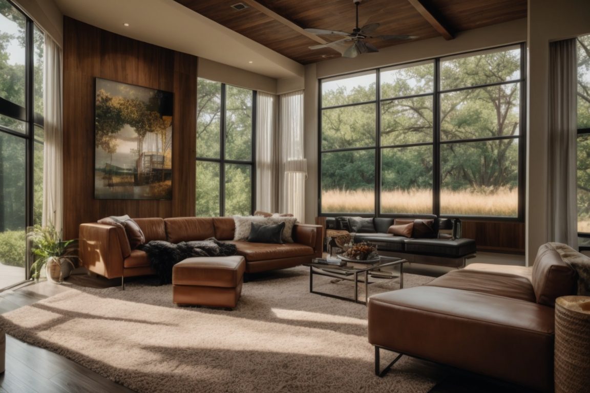Dallas home interior with glare reduction window film installed