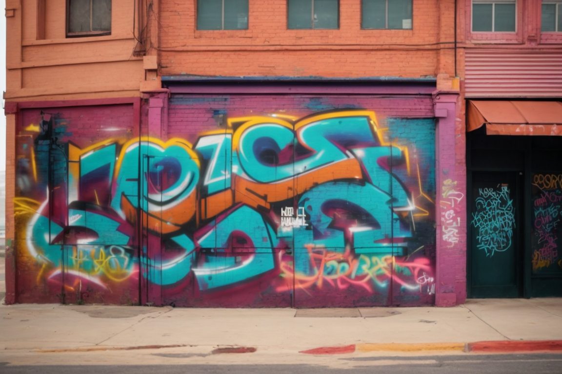 Dallas storefront with graffiti prevention film, vibrant arts district background