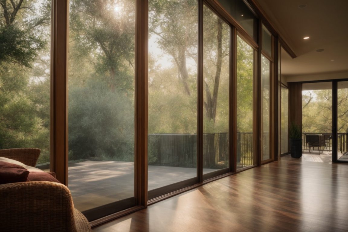 Dallas home interior with textured window film on windows for privacy