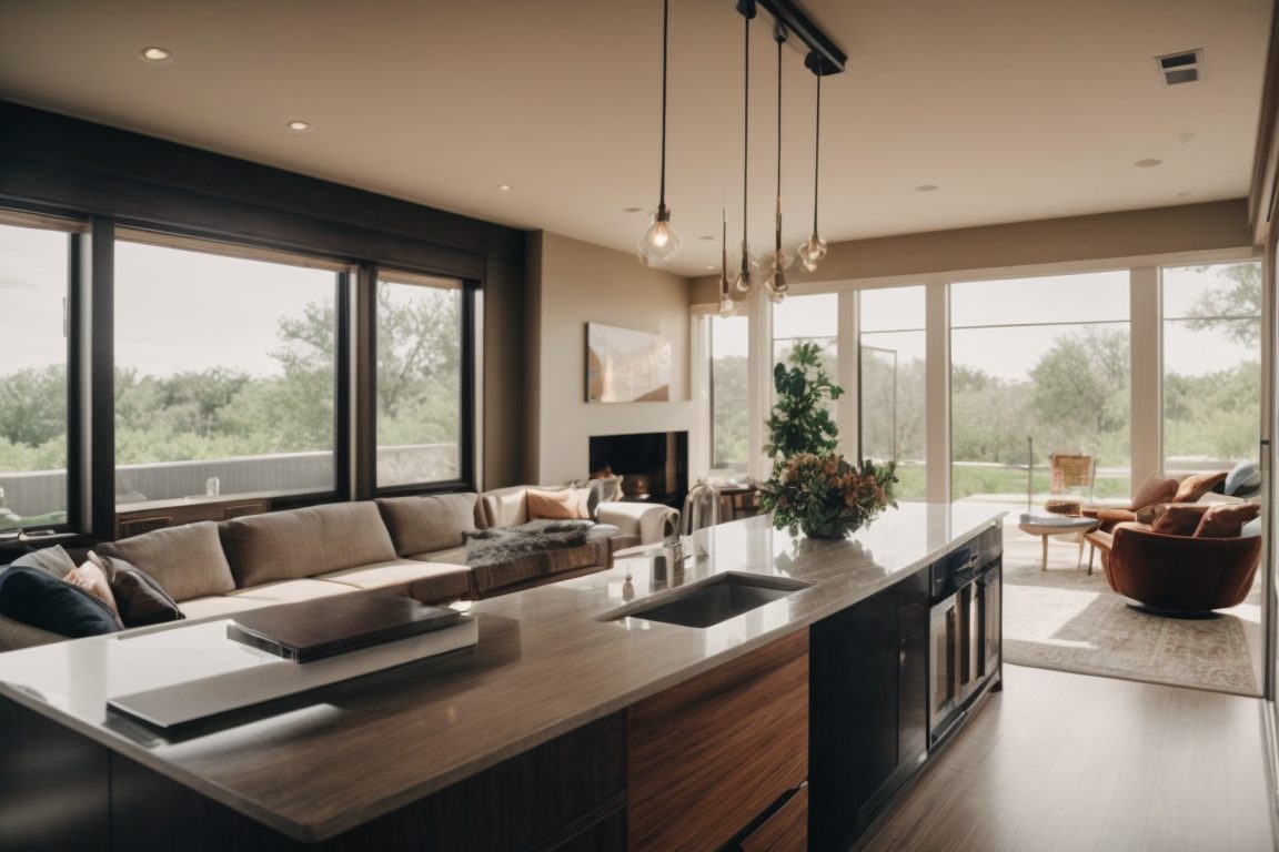 Dallas home interior with soft natural light and tinted windows