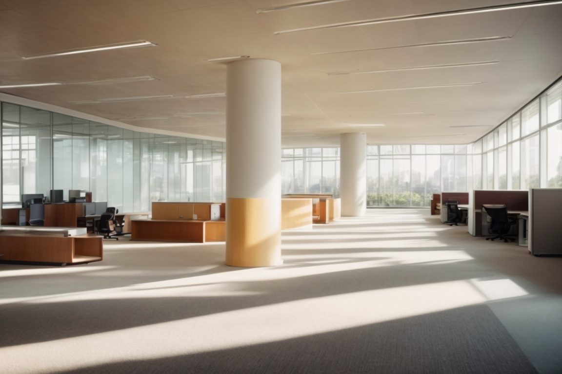 interior of an office with sunlight filtering through custom window films
