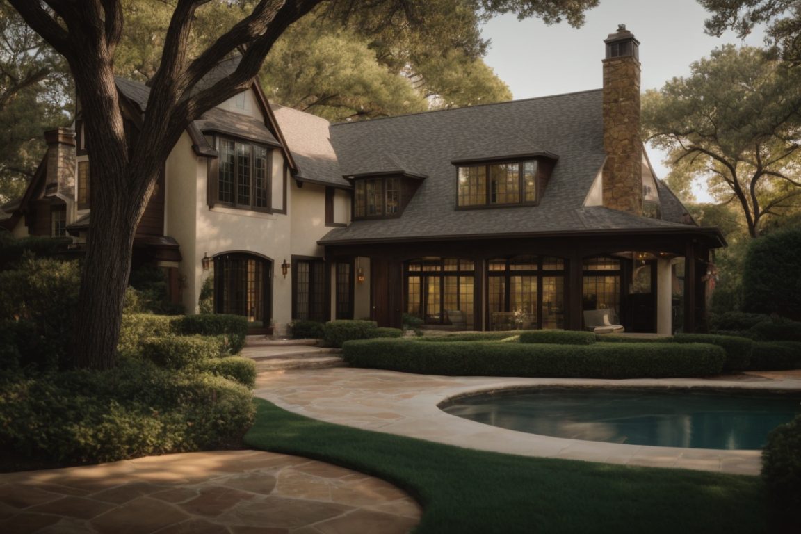 Dallas Tudor-style home with modern window films reducing UV light exposure